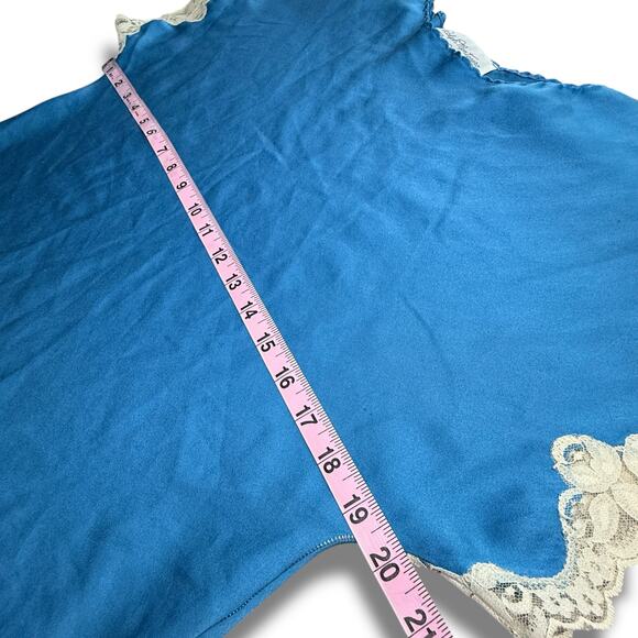VTG 60s Light Royal Blue Slip Dress Lace Trim Cap Sleeve USA Union Made Small - Picture 8 of 16